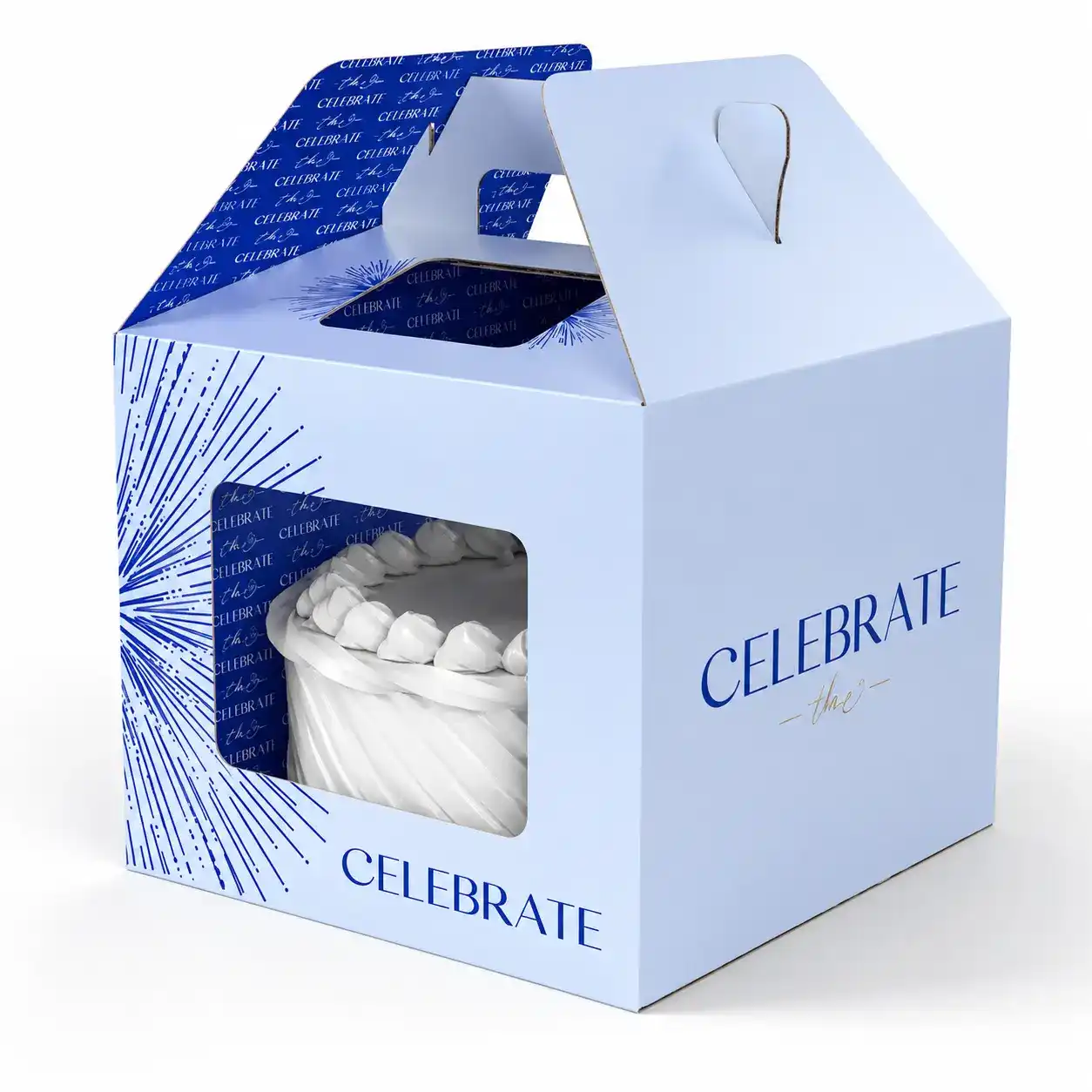 Celebrate cake gable box with window and handle