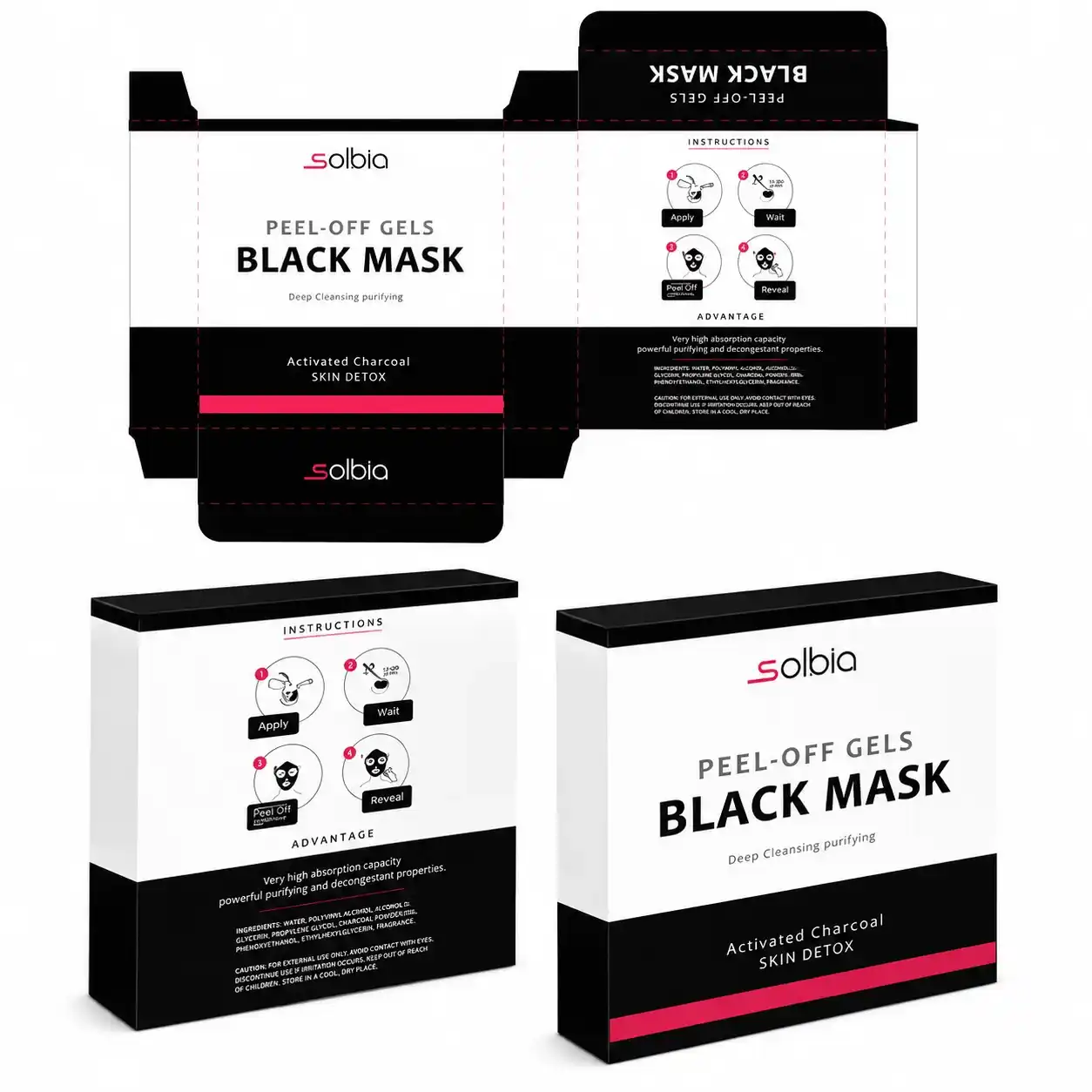 Solbia charcoal mask cosmetic carton