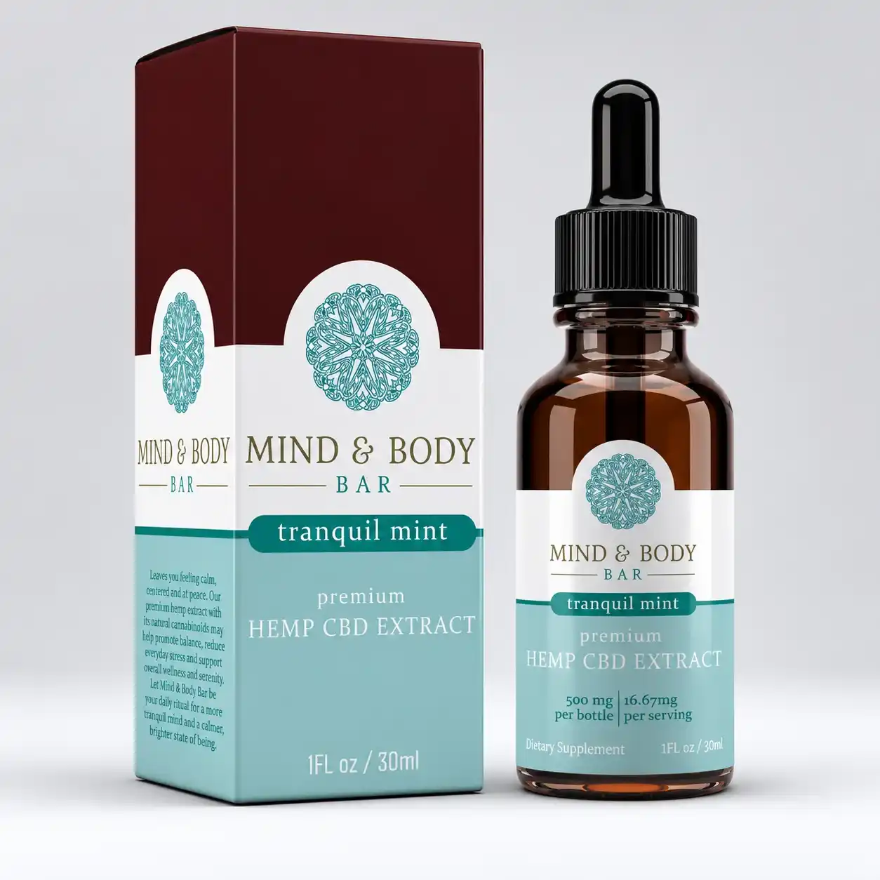 CBD tincture bottle box with soft touch finish