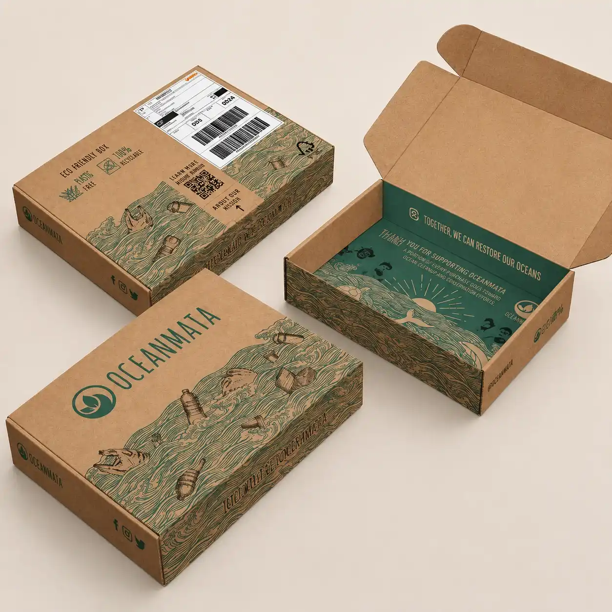 Oceanmata eco kraft printed mailer box